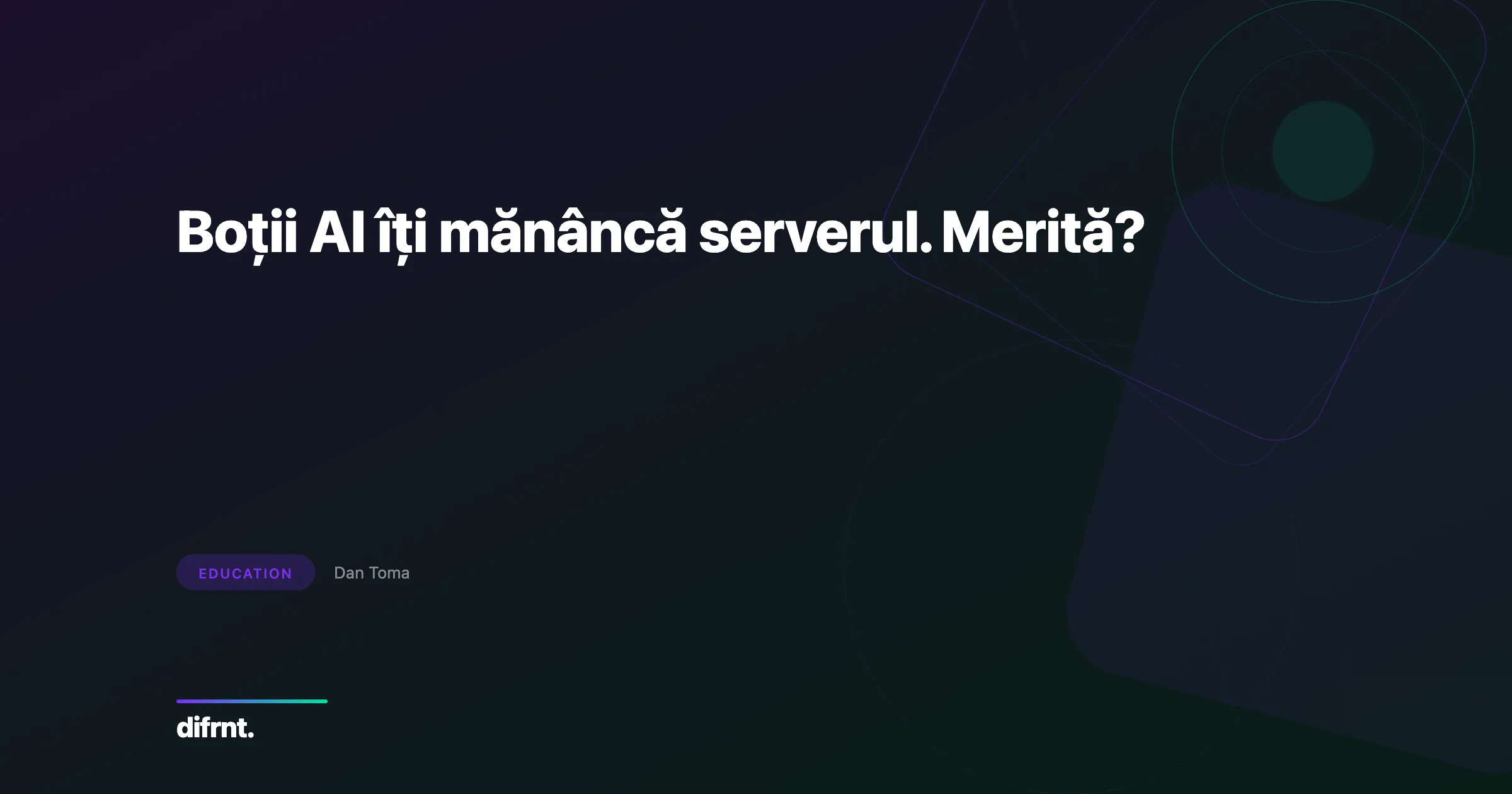 Ilustrație abstractă cu forme geometrice pe fundal închis reprezentând gestionarea traficului de boți AI pe website-uri