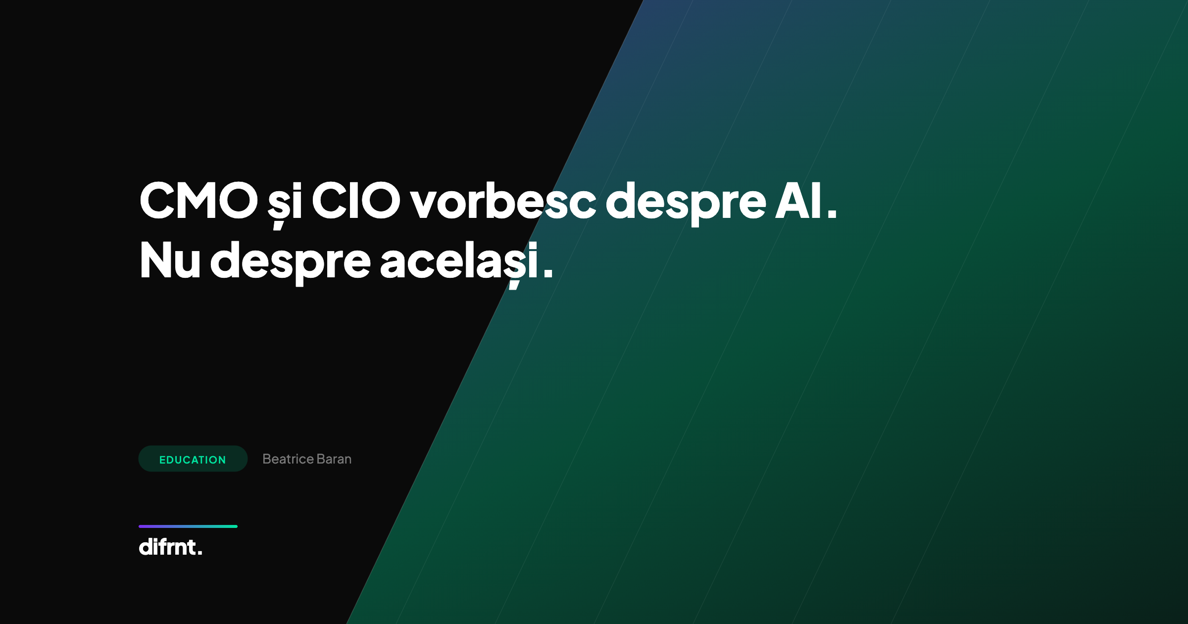 Ilustrație grafică despre fractura strategică dintre CMO și CIO pe tema agenților AI în C-suite