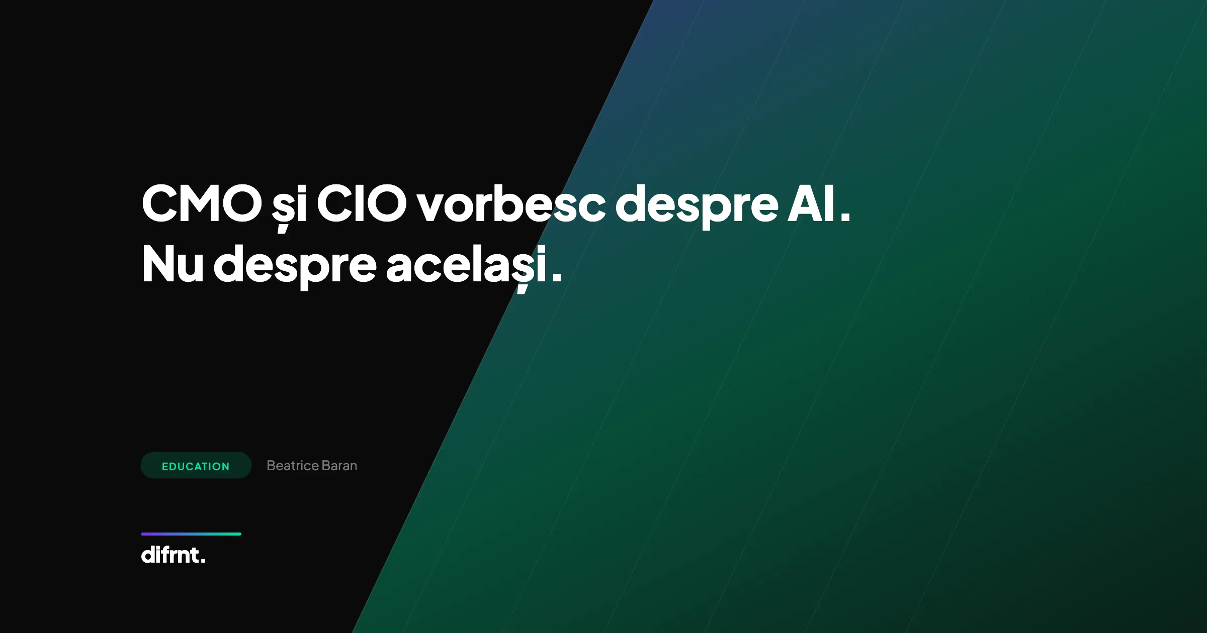 Ilustrație grafică despre fractura strategică dintre CMO și CIO pe tema agenților AI în C-suite