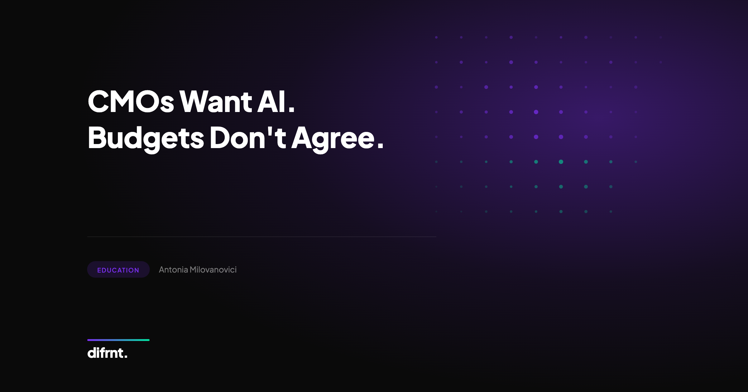 Visual about the gap between AI ambition and real marketing budgets, featuring Gartner 2026 data