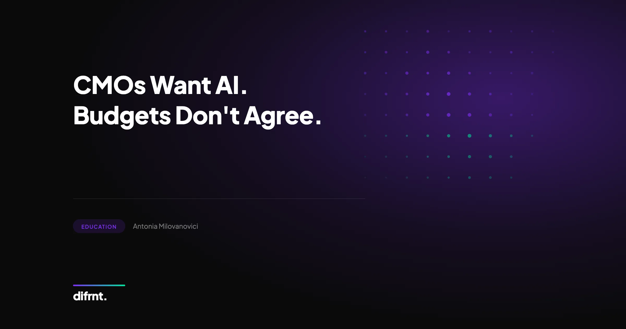 Visual about the gap between AI ambition and real marketing budgets, featuring Gartner 2026 data