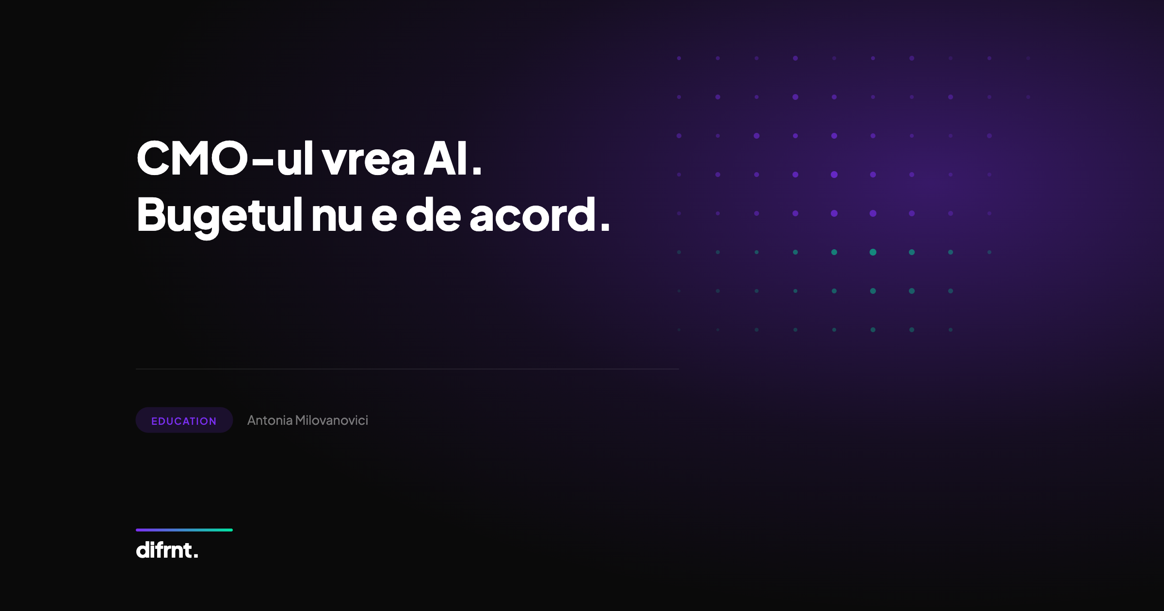 Infografic despre diferența dintre ambiția AI și bugetul real de marketing, cu date Gartner 2026