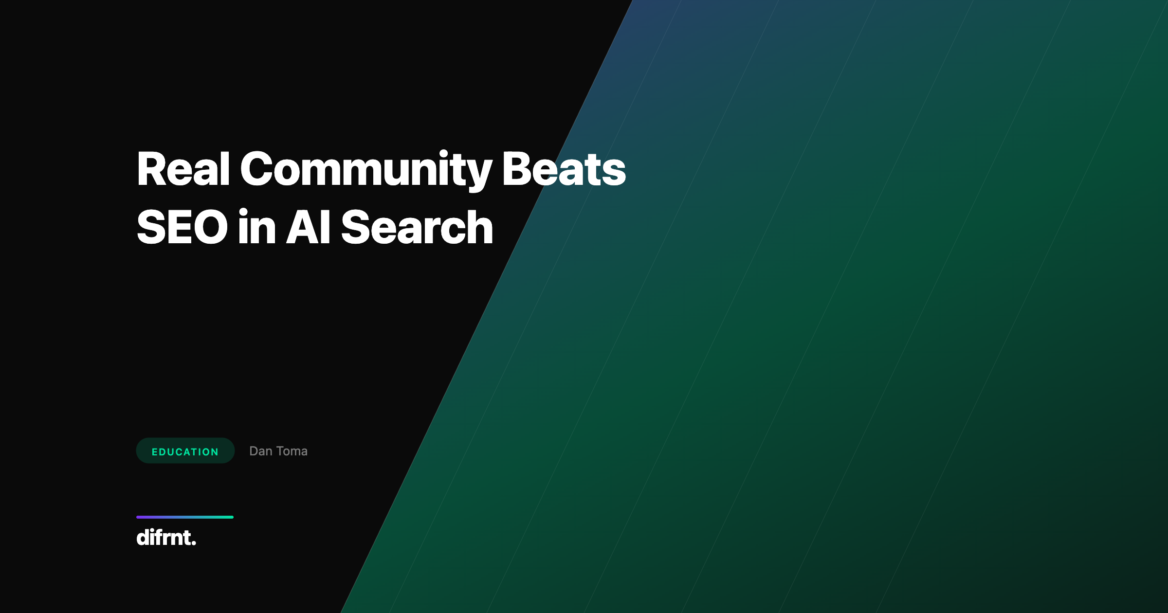 Abstract diagonal design in difrnt brand colors about community and AI visibility in Search