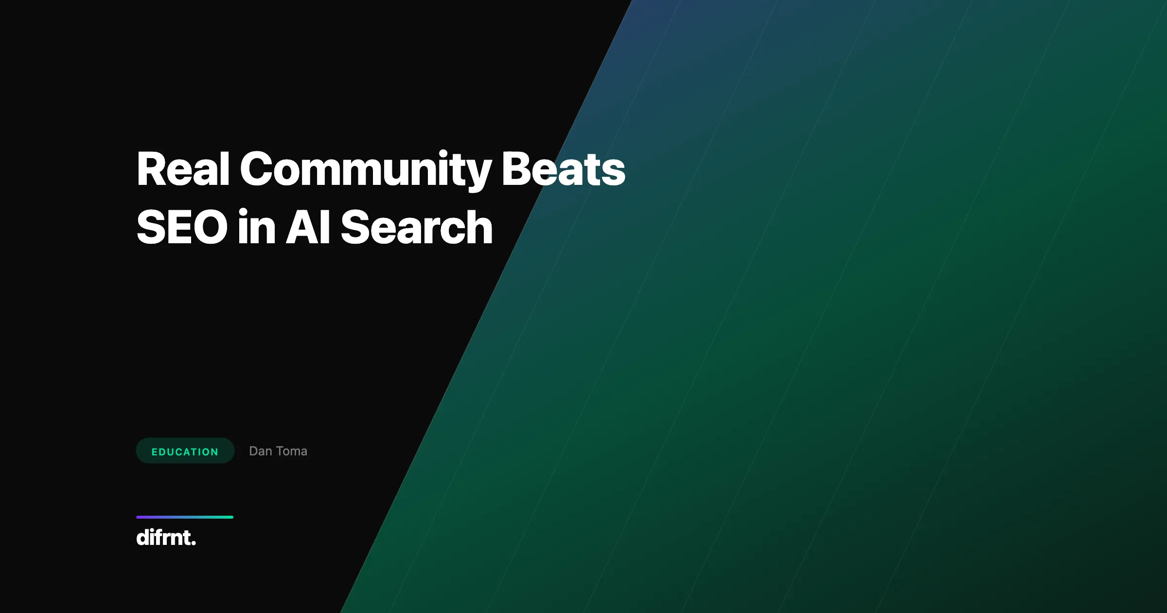 Abstract diagonal design in difrnt brand colors about community and AI visibility in Search