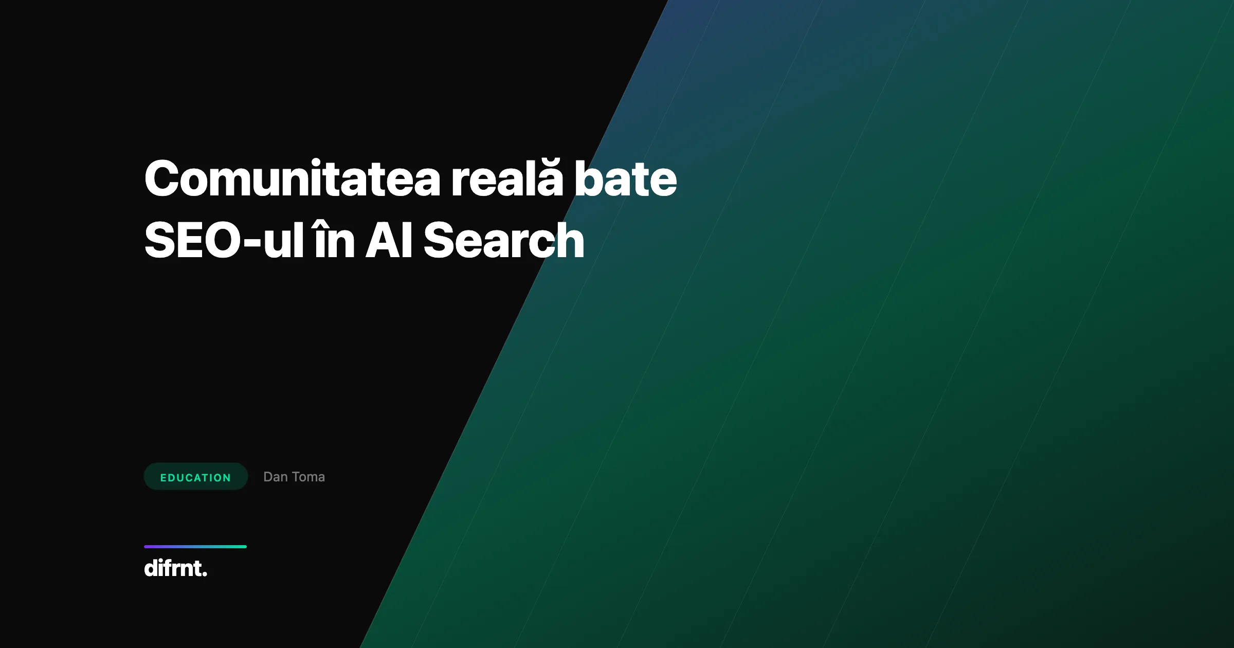 Ilustrație diagonală abstractă în culorile difrnt despre comunitate și vizibilitate AI în Search