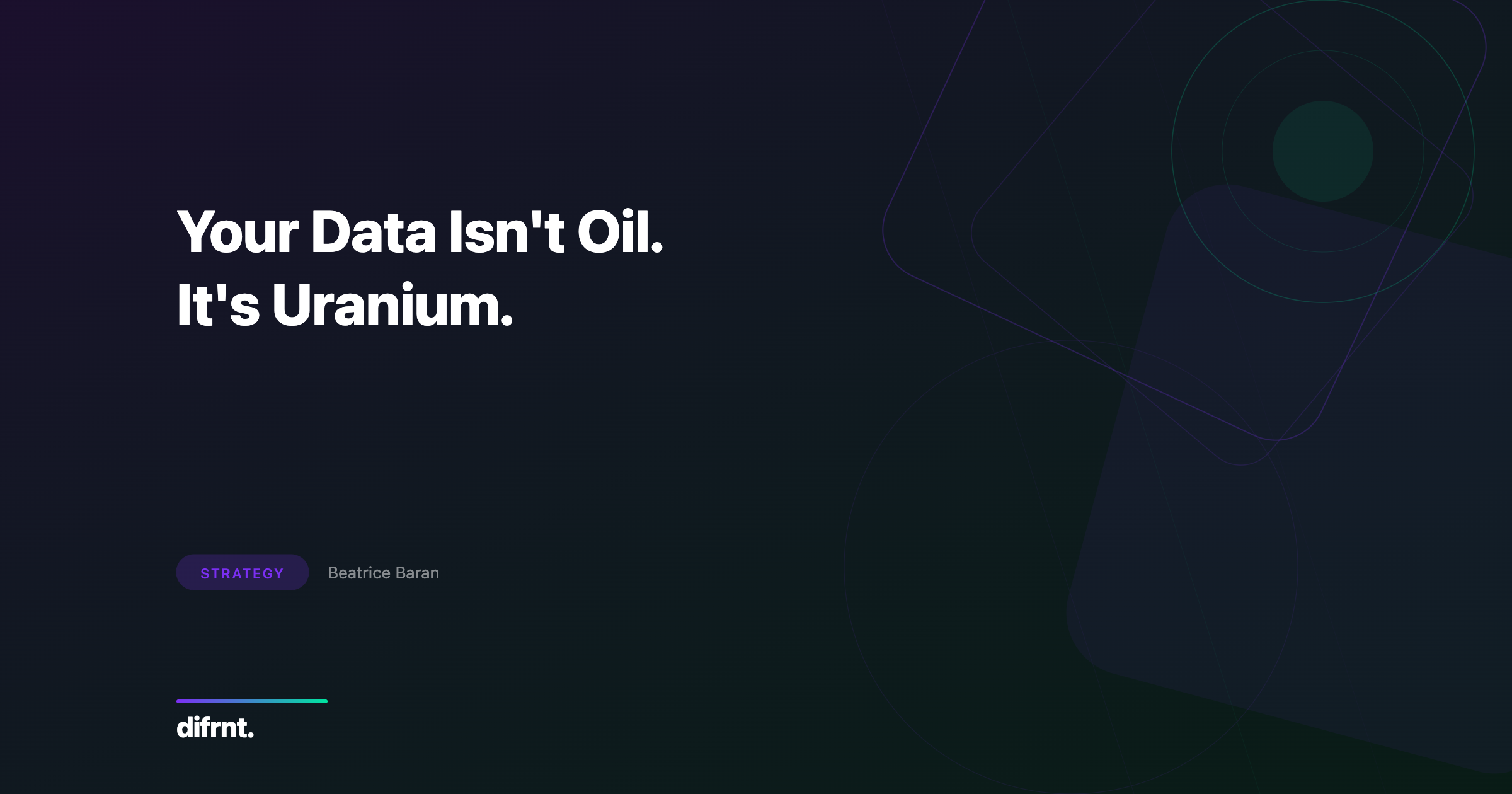Abstract illustration symbolizing marketing data as uranium rather than oil, highlighting the power and risk of data analysis