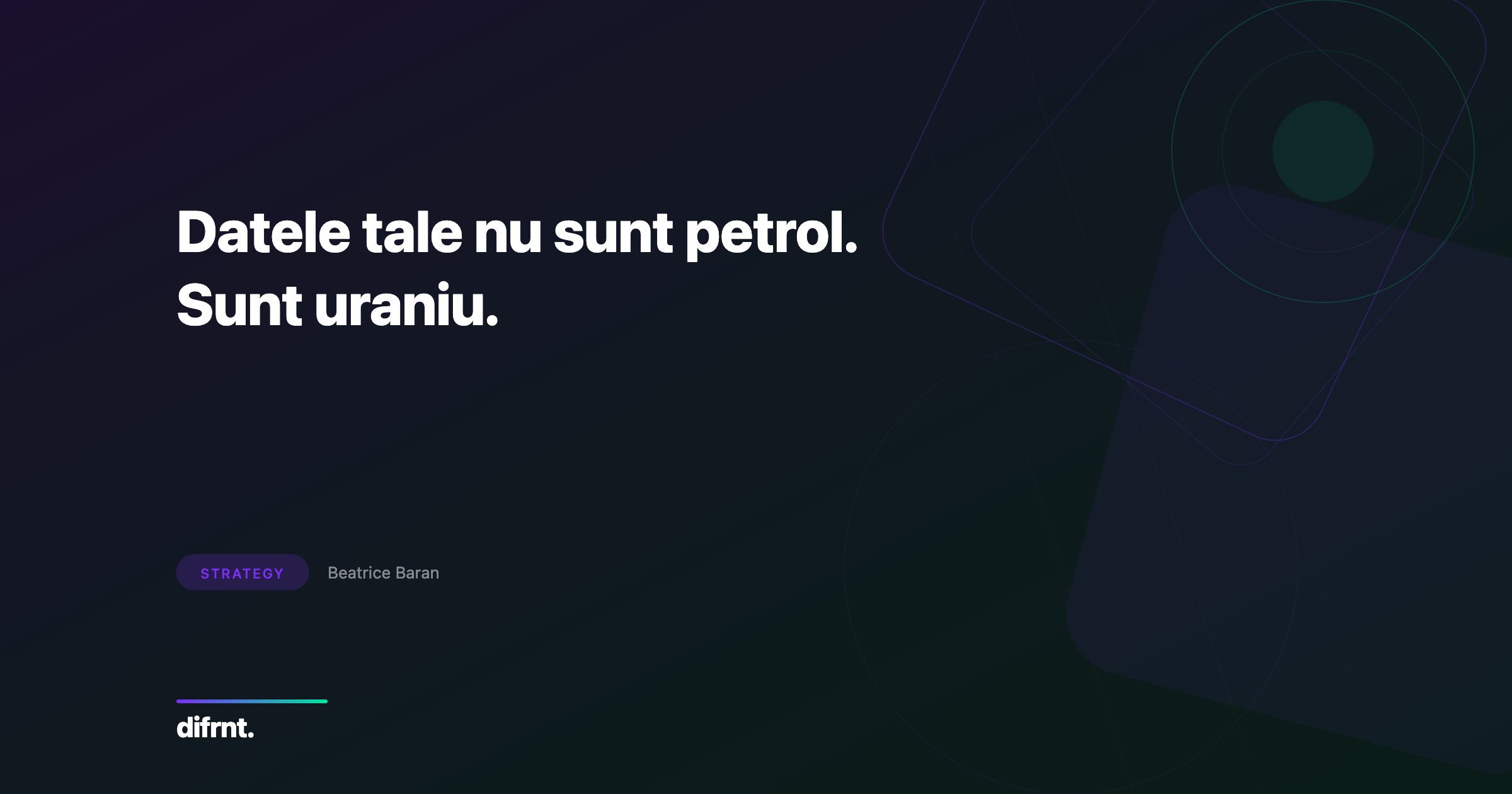 Ilustrație abstractă care simbolizează datele din marketing ca uraniu, nu petrol, evidențiind puterea și riscul analizei de date