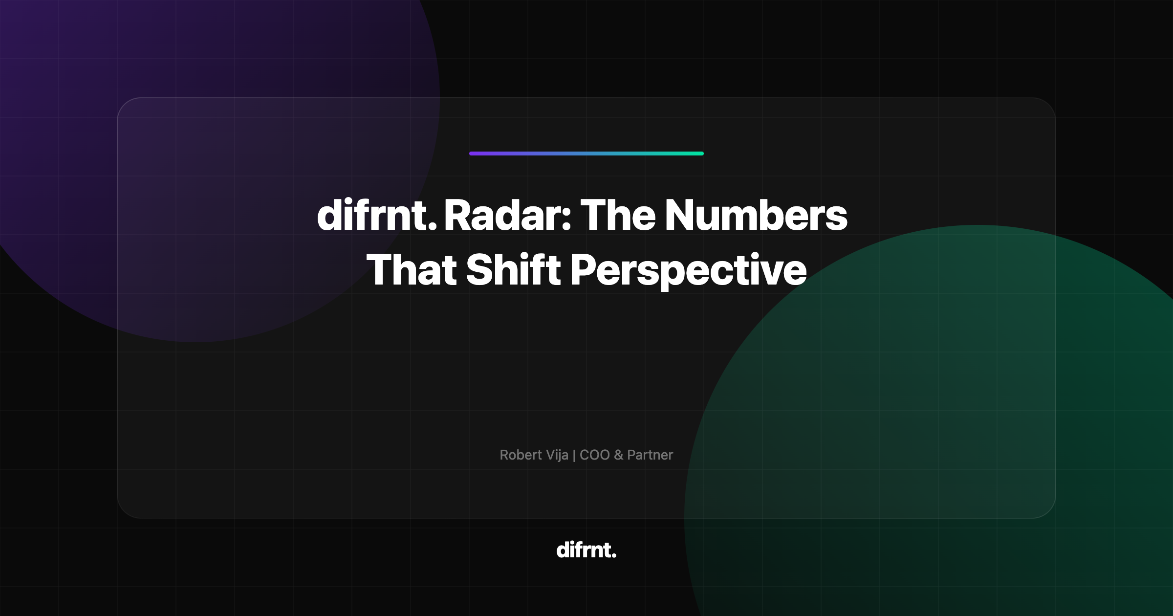 Glassmorphism graphic illustration with purple and green elements on dark background, representing digital marketing data analysis and trends