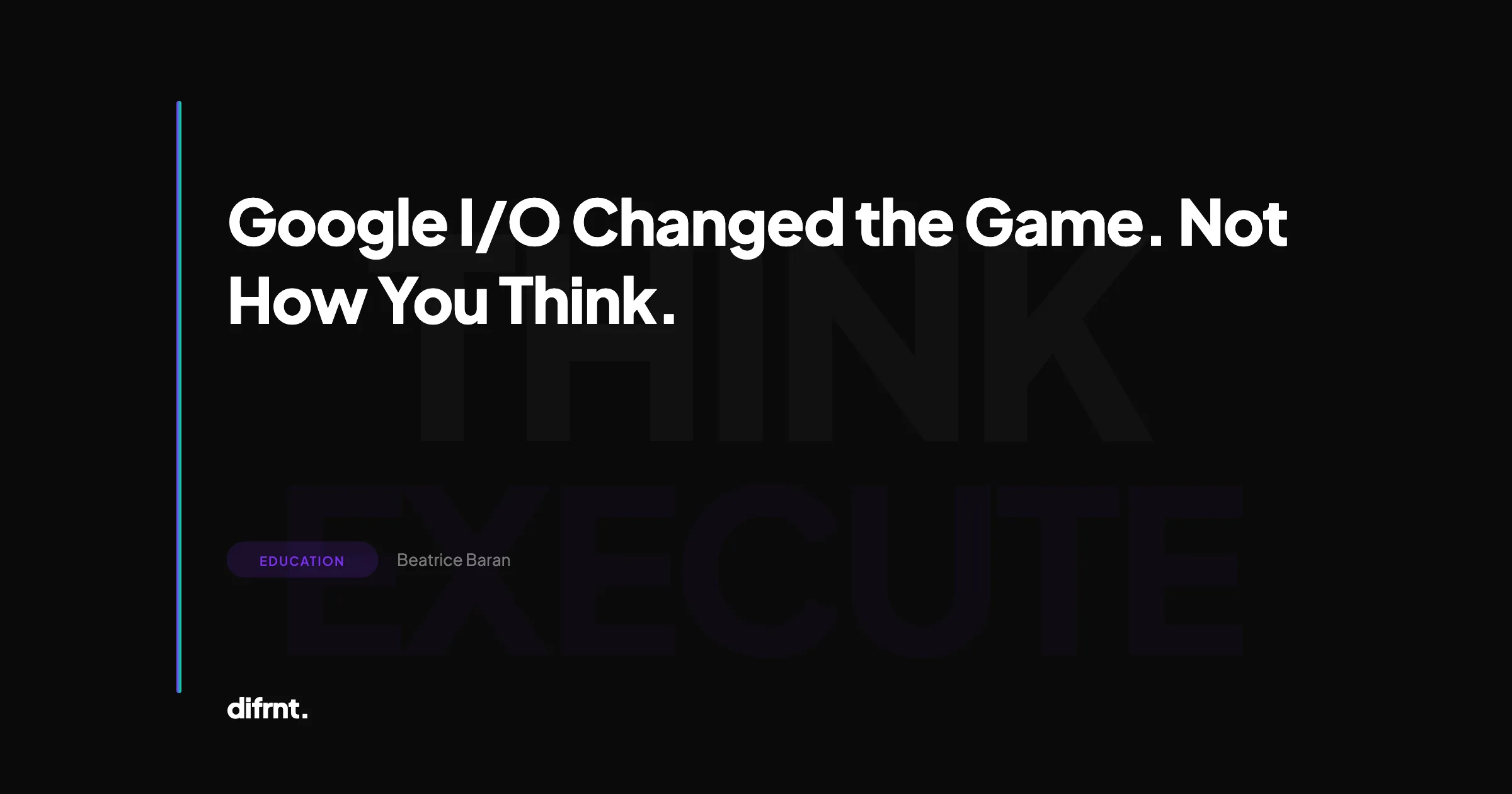 Abstract illustration of the strategic impact of Google I/O 2026 on SEO on dark background with purple and green difrnt. accents