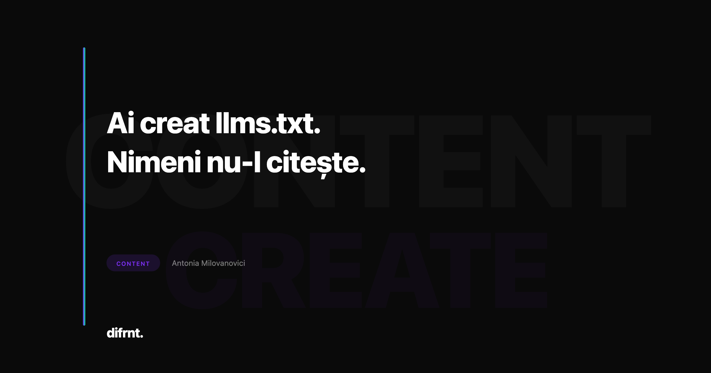 Ilustrație despre fișierele llms.txt ignorate de motoarele AI, cu elemente de design difrnt.