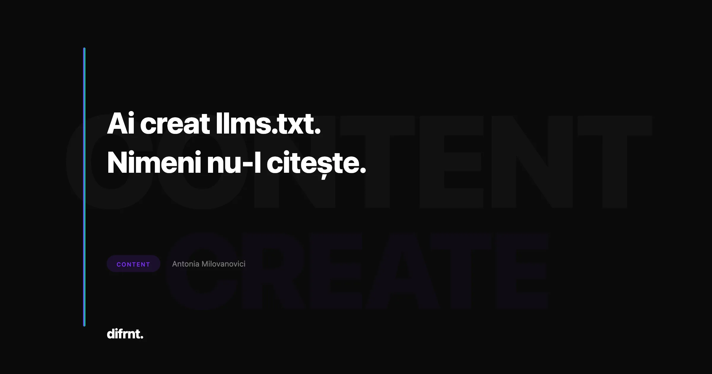 Ilustrație despre fișierele llms.txt ignorate de motoarele AI, cu elemente de design difrnt.
