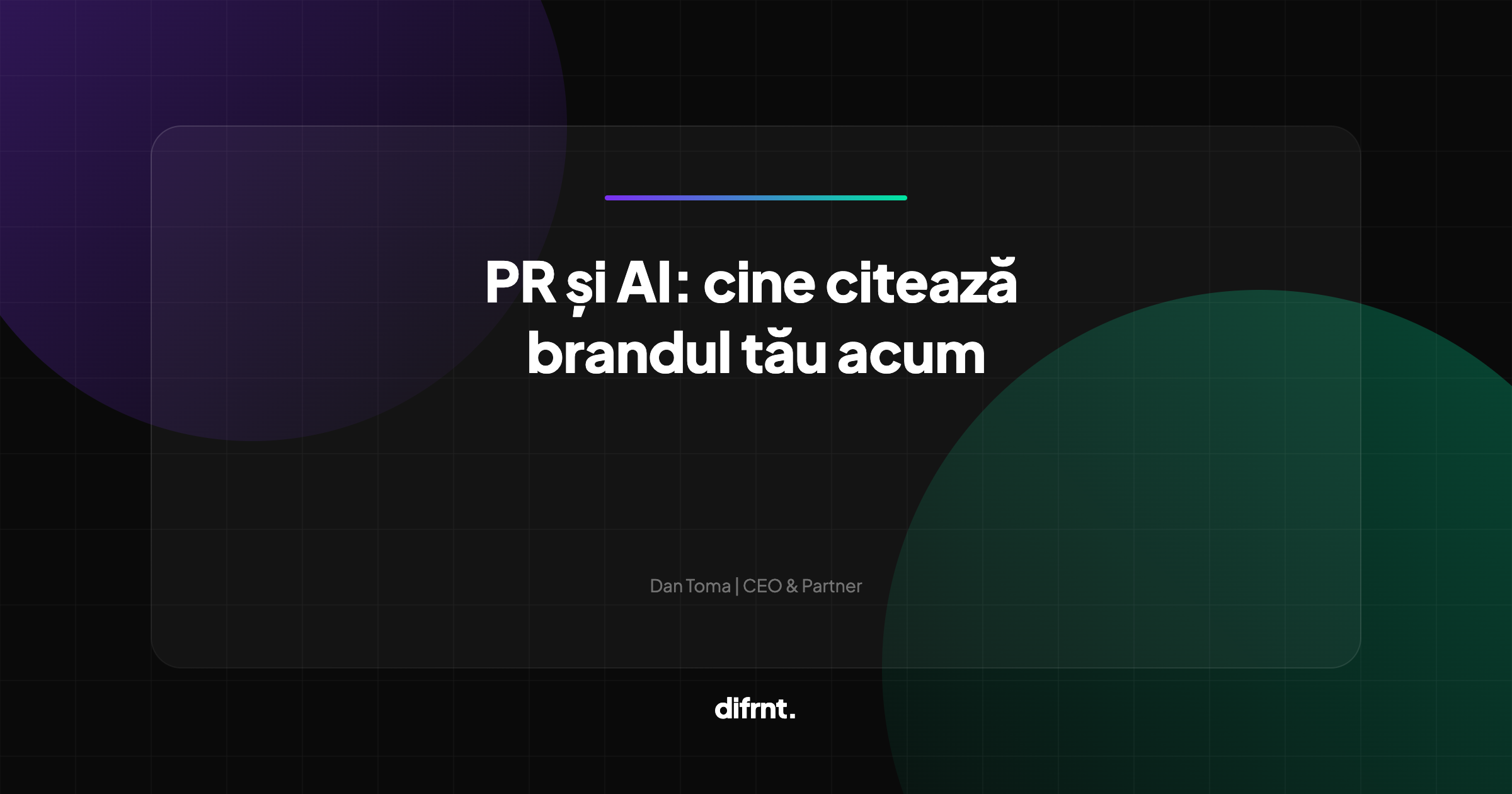 Grafică abstractă cu elemente de glassmorphism ilustrând convergența dintre PR și AI în strategia de vizibilitate digitală