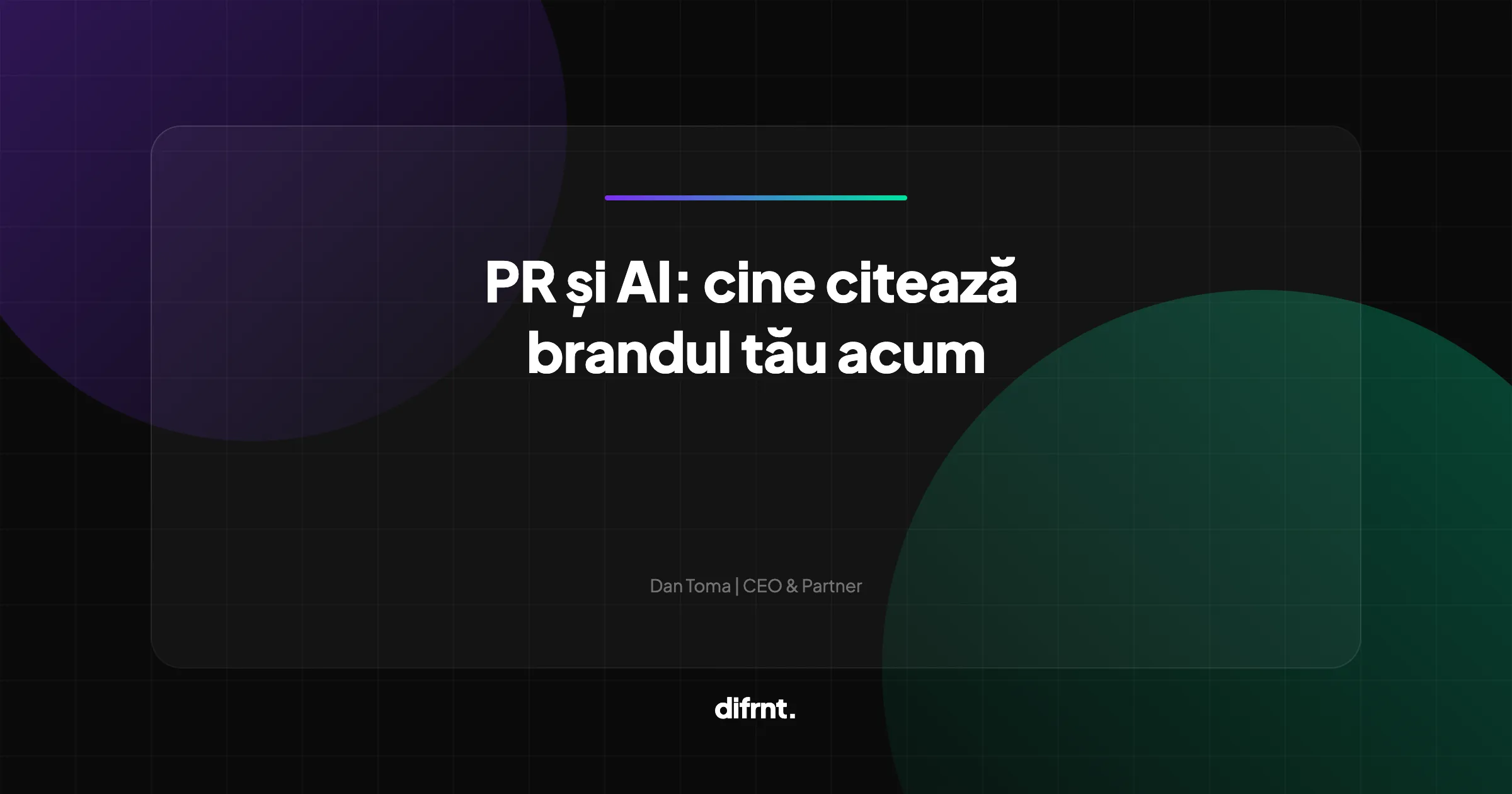 Grafică abstractă cu elemente de glassmorphism ilustrând convergența dintre PR și AI în strategia de vizibilitate digitală