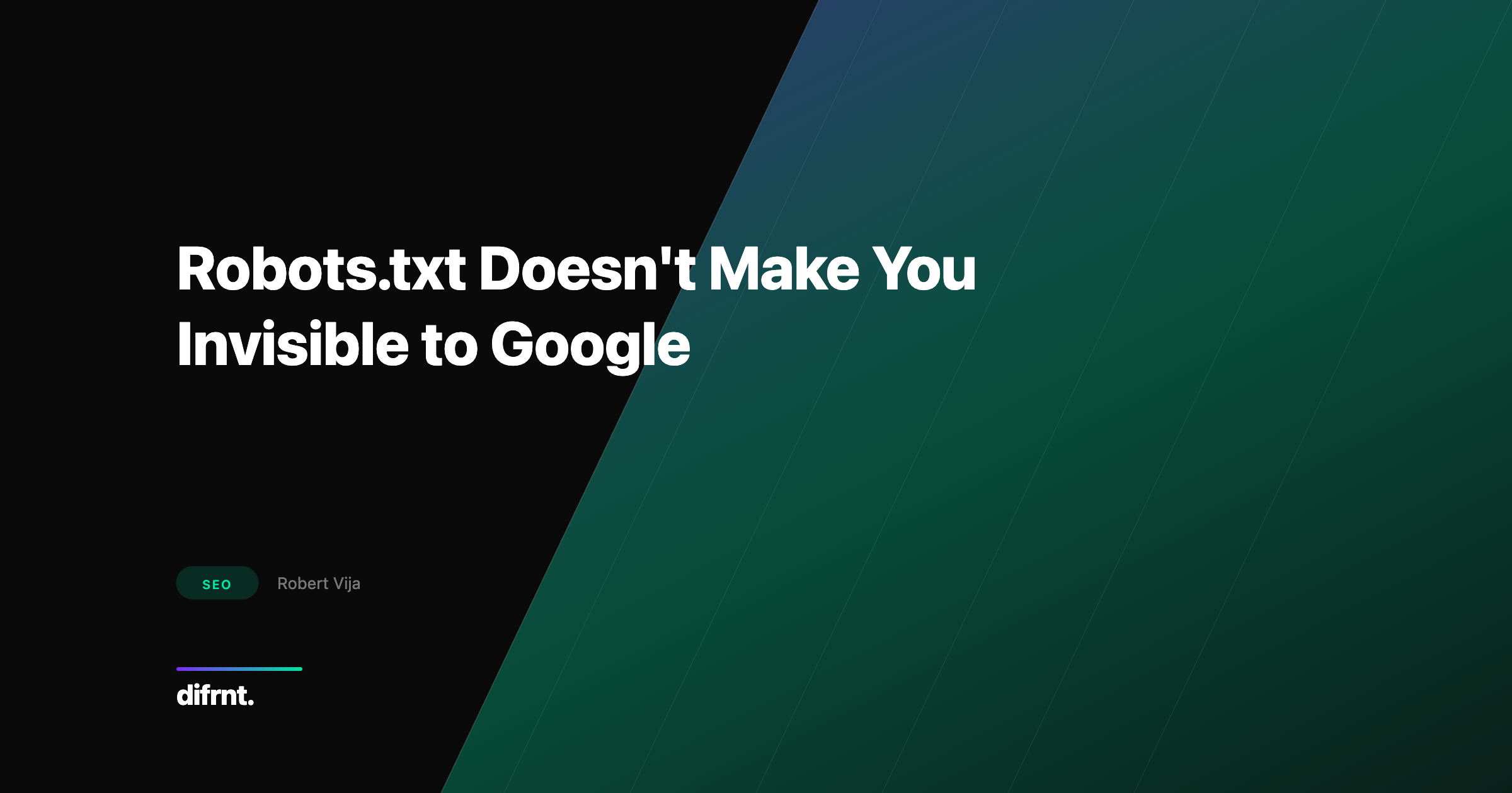 Abstract diagonal split illustration representing the technical conflict between robots.txt Disallow and noindex in Google indexing
