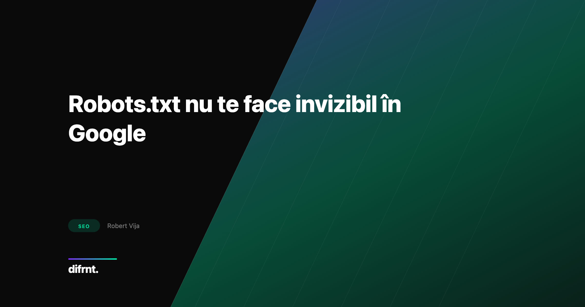 Ilustrație abstractă cu linii diagonale representând conflictul tehnic dintre robots.txt Disallow și noindex în indexarea Google