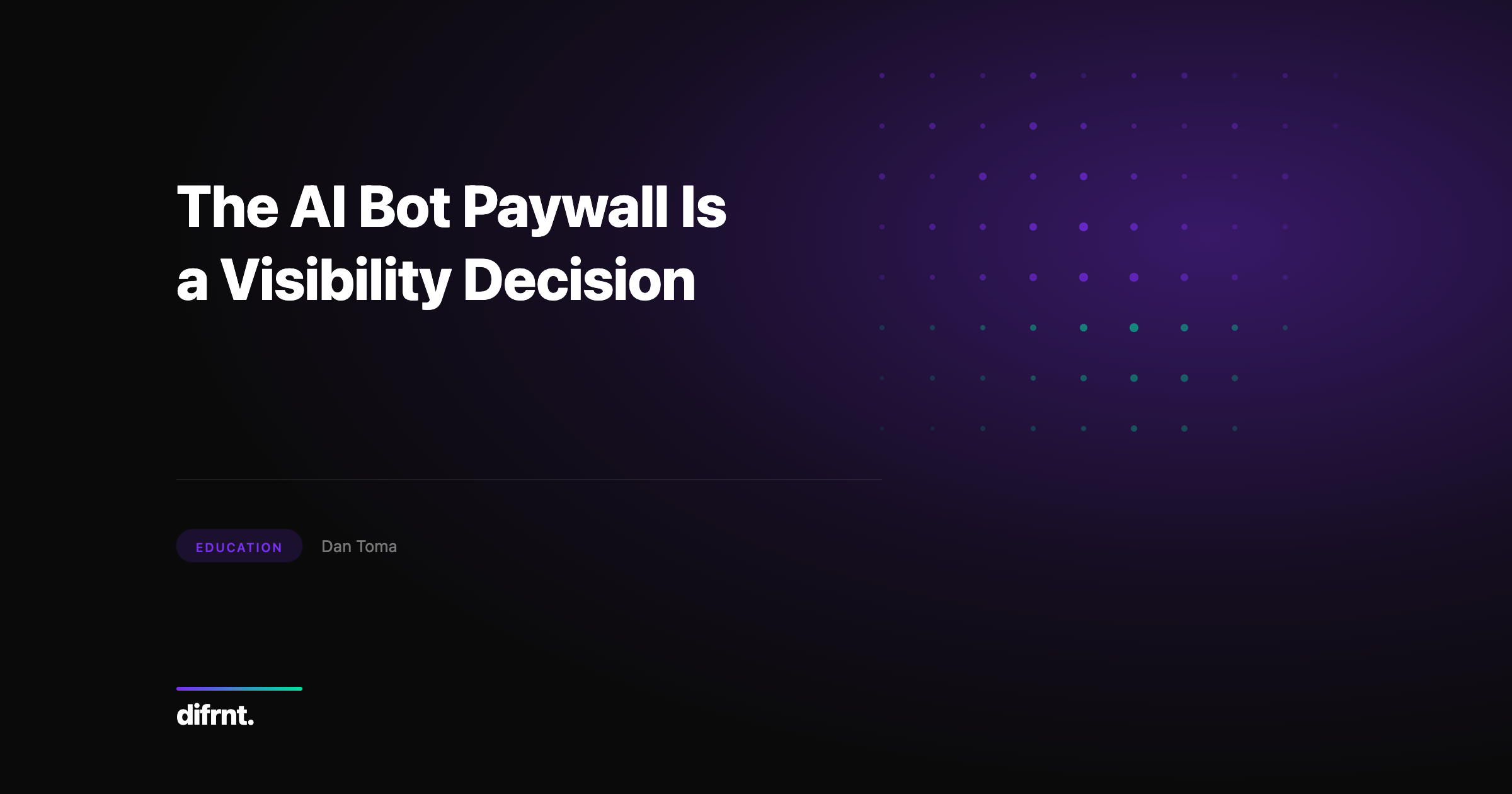 Abstract dot matrix illustration representing the strategic decision of charging AI crawlers for content visibility