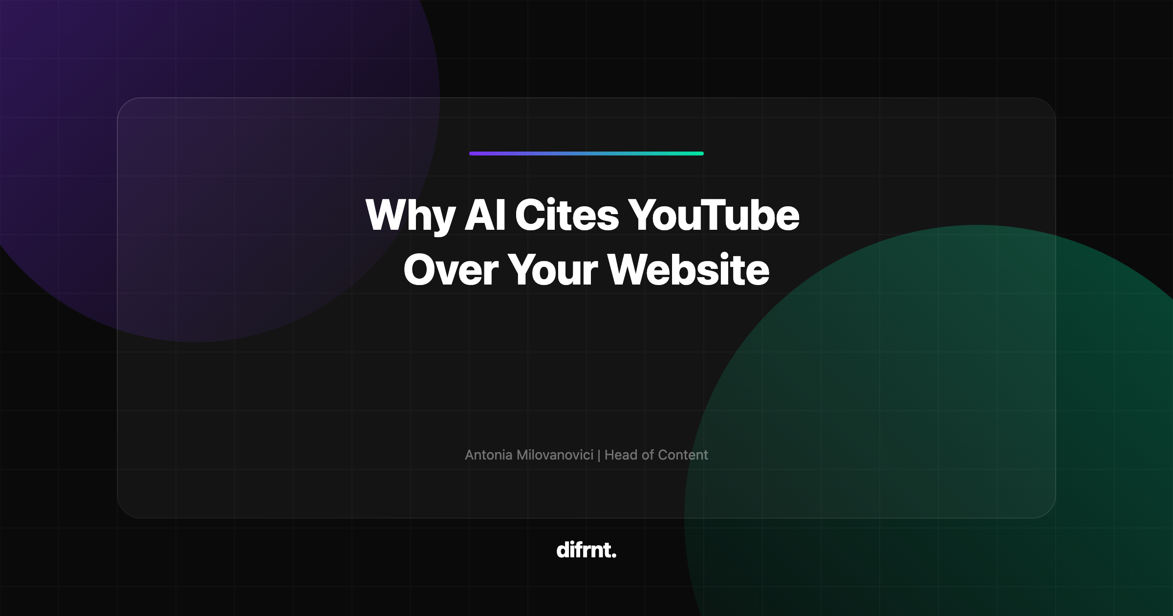 Abstract illustration with curved purple and green flow lines representing the convergence of YouTube and AI visibility